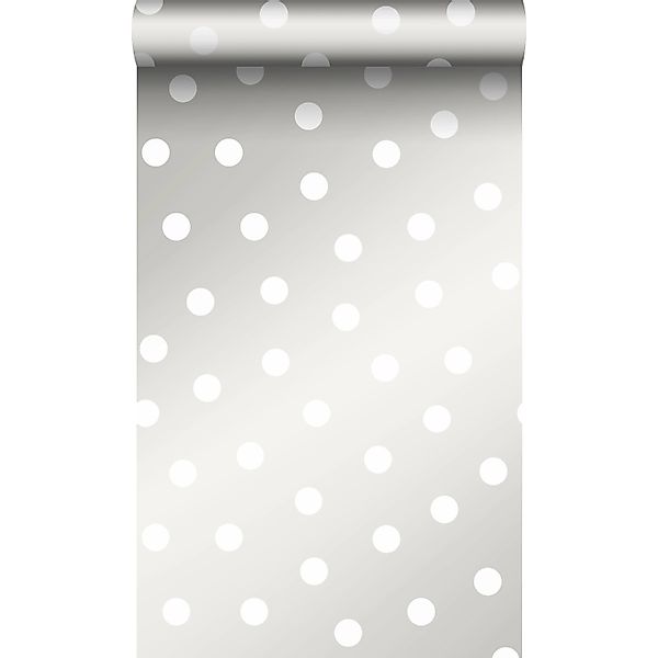 Origin Wallcoverings Tapete Punktmuster Weiß und Silbergrau 53 cm x 10.05 m günstig online kaufen