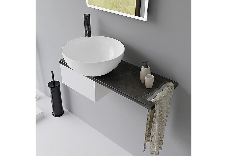 Alpenberger Waschbecken Gäste WC Set + Handtuchhalter + Keramikplatte, Aufs günstig online kaufen