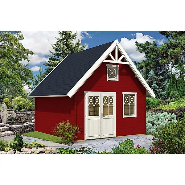 Alpholz Holz-Gartenhaus Schwedenhaus 44 Satteldach Unbehandelt 338 cm x 472 günstig online kaufen
