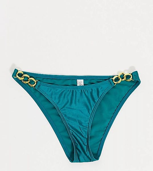 Wolf & Whistle – Bikinihose mit hohem Beinausschnitt und Kettendetail in Gr günstig online kaufen