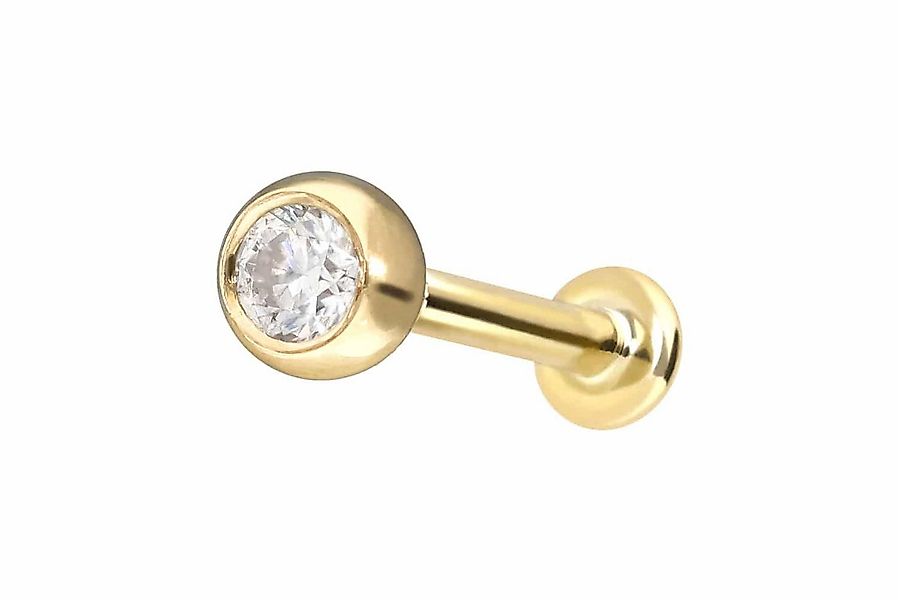 PIERCINGLINE Piercing-Set 14 Karat Gold Labret mit Innengewinde MOISSANIT ( günstig online kaufen