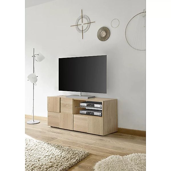 home24 LC Spa TV-Lowboard Dama I Eiche Sonoma Dekor Spanplatte 121x57x42 cm günstig online kaufen