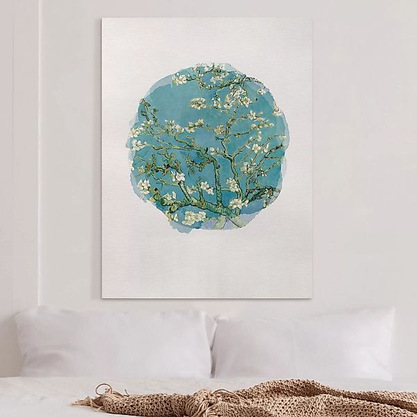 Leinwandbild - Hochformat Wasserfarben - Vincent van Gogh - Mandelblüte günstig online kaufen