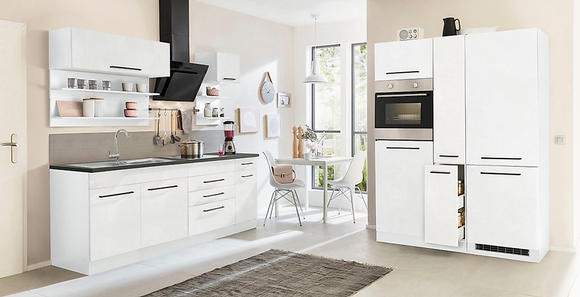 KOCHSTATION "KS-Tulsa" mit E-Geräten, Breite 360 cm, schwarze Metallgriffe, günstig online kaufen