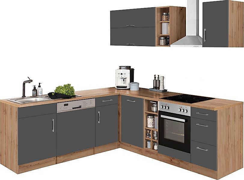 KOCHSTATION Winkelküche KS-Colmar, mit E-Geräten, Stellbreite günstig online kaufen