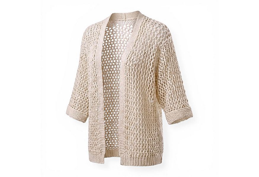OriginalYou Cardigan Damen Strickjacke Häkelmuster luftiger Sommer Cardigan günstig online kaufen