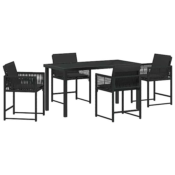 vidaXL Garten Essgruppe 5-Tlg Schwarz Poly-Rattan 3380746 günstig online kaufen
