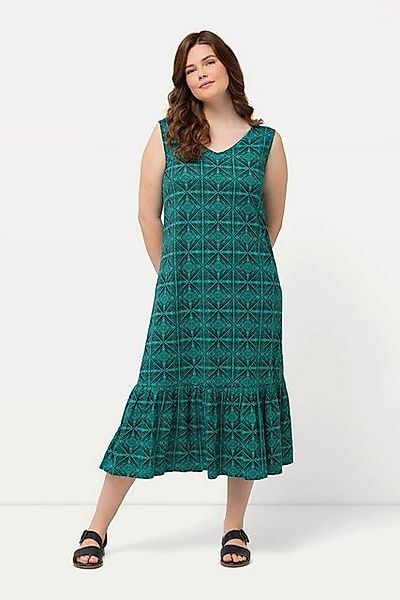 Ulla Popken Maxikleid Jersey-Midikleid V-Ausschnitt ärmellos günstig online kaufen