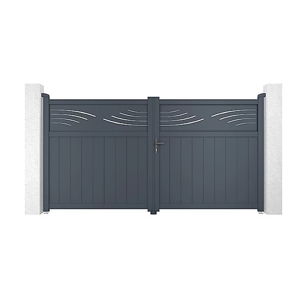 Casanoov Flügeltor Elektrisch Halti 300x160cm Aluminium Grau & Drehtorantri günstig online kaufen