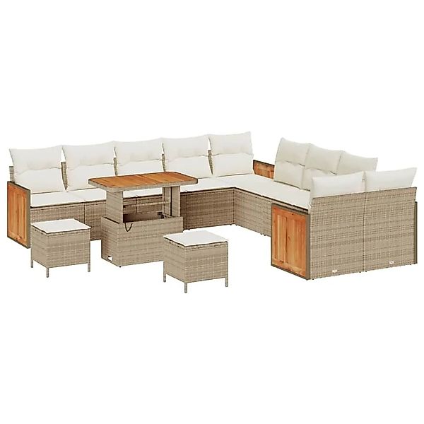 vidaXL Gartensofa-set mit Kissen 17-Tlg Beige und Creme Poly-Rattan 3365316 günstig online kaufen
