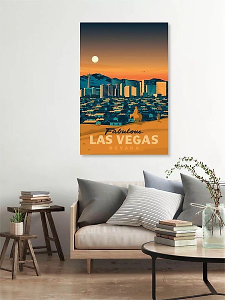 Poster / Leinwandbild - Las Vegas Nevada Vintage Travel Wandbild günstig online kaufen