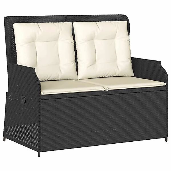 vidaXL Gartenbank Verstellbar mit Kissen Schwarz Poly Rattan 368955 günstig online kaufen