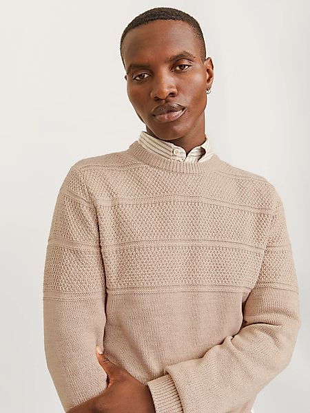 Jack & Jones Rundhalspullover "JJJERRY KNIT CREW NECK AW24" mit Struktur günstig online kaufen