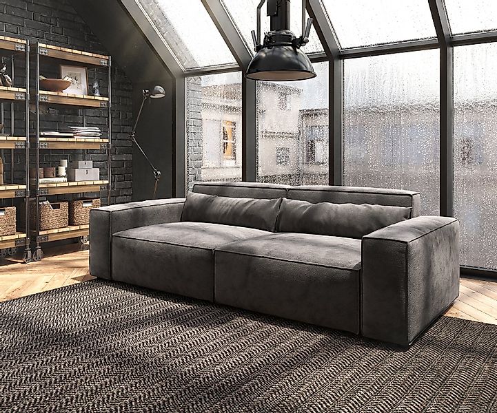 DELIFE Big-Sofa Sirpio, Mikrofaser Khakibraun 230x90 günstig online kaufen