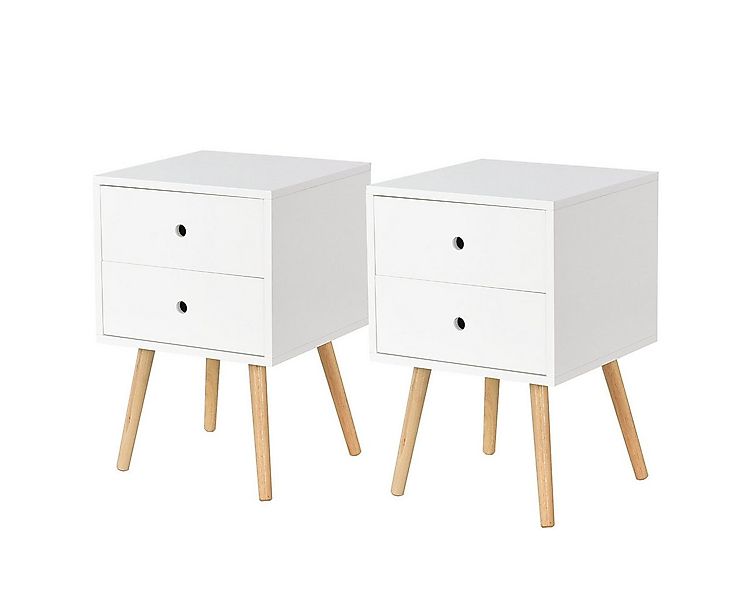COSTWAY Nachttisch (2-St), 2er Set, Holz mit 2 Schubladen, 40x40x60cm günstig online kaufen