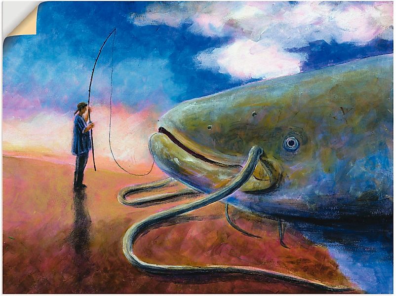 Artland Wandbild "Einen dicken Fisch an Land ziehen", Wassertiere, (1 St.), günstig online kaufen