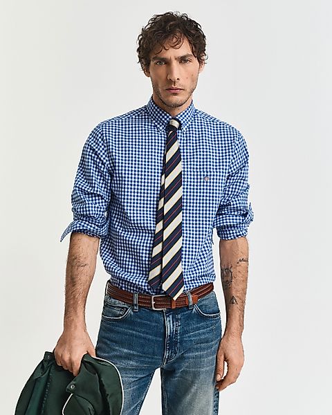 Gant Langarmhemd "REG POPLIN GINGHAM SHIRT" mit Logostickerei auf der Brust günstig online kaufen