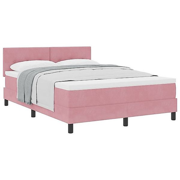 vidaXL Bett Boxspringbett mit Matratze Rosa 140x190 cm Samt (1-tlg) günstig online kaufen
