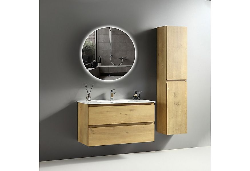 Alpenberger Badmöbel-Set Badezimmermöbel Badezimmer Schrank, (LED Spiegel R günstig online kaufen