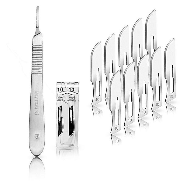 May Cuttermesser Set - 10 Stück Skalpellklingen Figur 10 aus Karbonstahl - günstig online kaufen