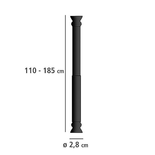 WENKO Duschvorhangstange Schwarz, ausziehbar, ohne Bohren, geklemmt, Alumin günstig online kaufen