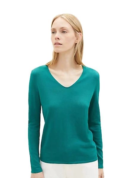 TOM TAILOR V-Ausschnitt-Pullover, mit Bündchen an Ärmelabschluss und Saum günstig online kaufen