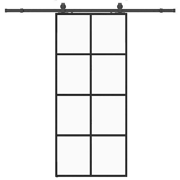 vidaXL Schiebetür mit Beschlag Schwarz 90x205 cm ESG-Glas 3375944 günstig online kaufen