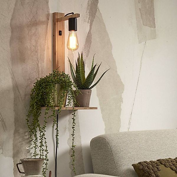 GOOD & MOJO Flores Wandleuchte mit Ablage, natur günstig online kaufen