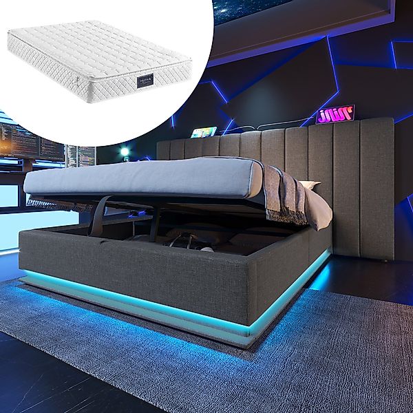 STILVORA Polsterbett Bettgestell 160×200 Funktionsbett Doppelbett günstig online kaufen