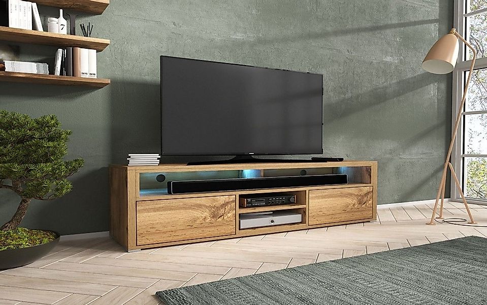 Luxusbetten24 TV-Board TV-Lowboard Credenza, mit LED-Beleuchtung und Eichen günstig online kaufen