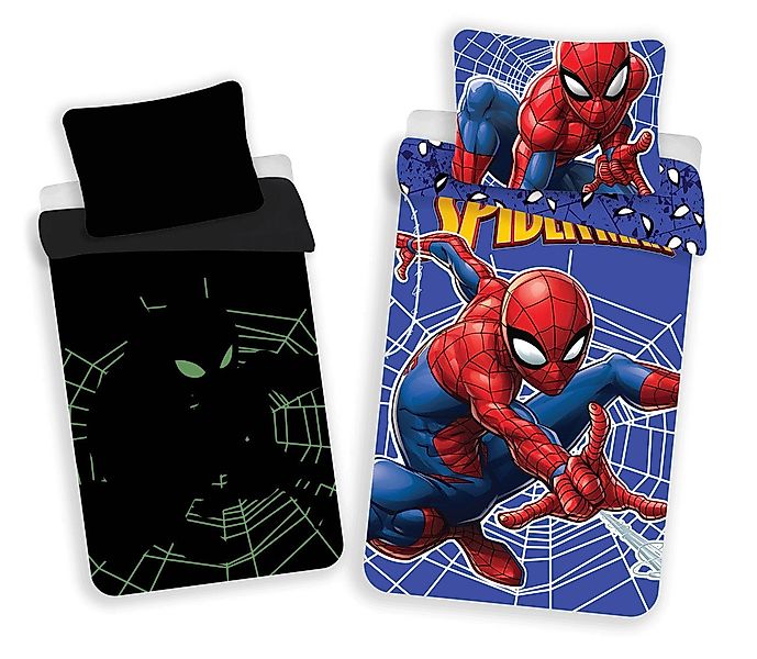 Spiderman Bettwäsche Wendebettwäsche Marvel Spider-Man leuchtend 140x200 cm günstig online kaufen