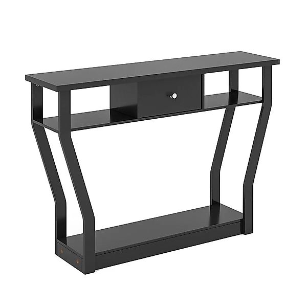Costway Konsolentisch mit Schublade und Regal Flurtisch Schwarz günstig online kaufen