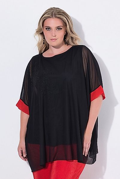 MIAMODA Druckbluse Mesh-Bluse oversized Ziersteinchen günstig online kaufen