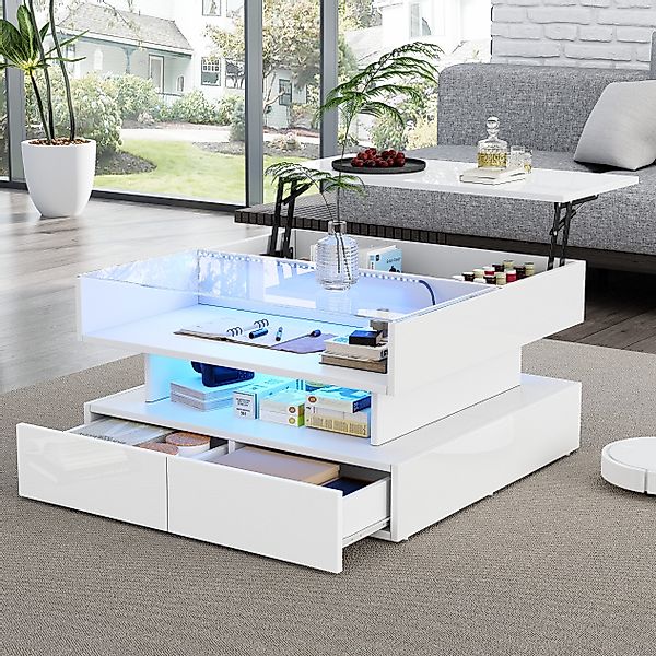 STILVORA Couchtisch mit Schubladen,anhebbarer Wohnzimmertisch Sofatisch günstig online kaufen