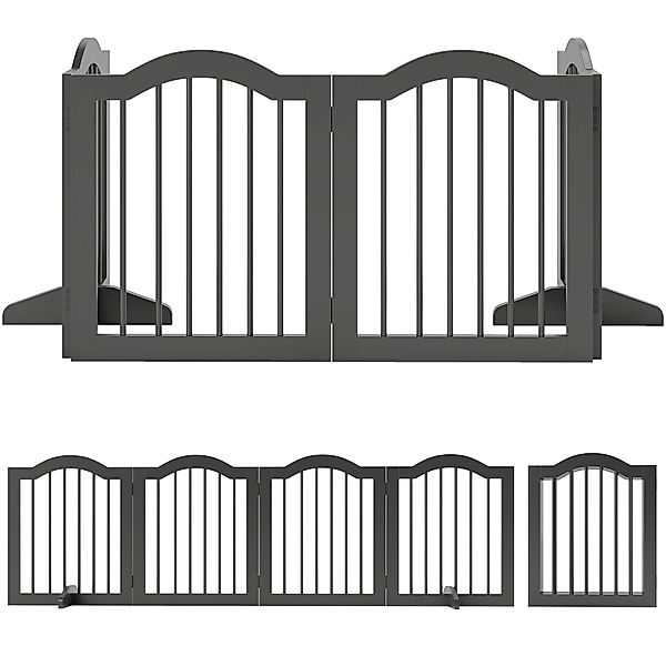 PawHut Absperrgitter Hund Freistehendes Schutzgitter mit Füßen 208 x 61 cm günstig online kaufen