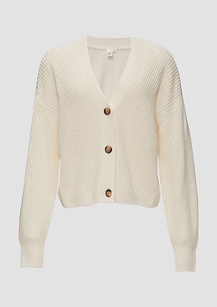 QS Funktionsjacke Strickjacke aus Baumwollmix Rippblende günstig online kaufen