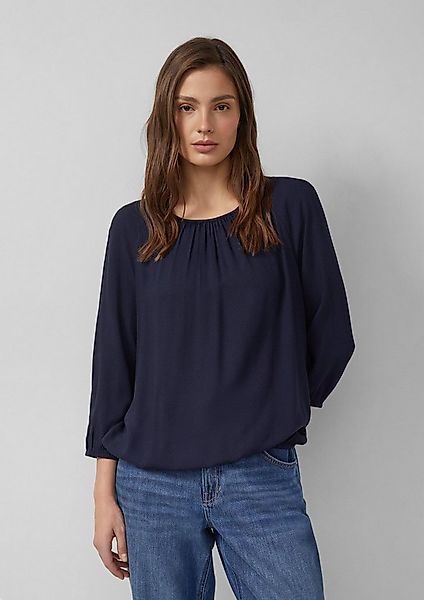 s.Oliver Kurzarmbluse Bluse Strukturierte Viskose-Bluse mit Raff-Details günstig online kaufen