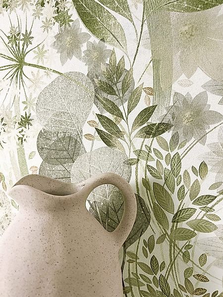 Newroom Vliestapete Amelle Hellgrün Tapete Mustertapete Blumen, Blätter, Fl günstig online kaufen