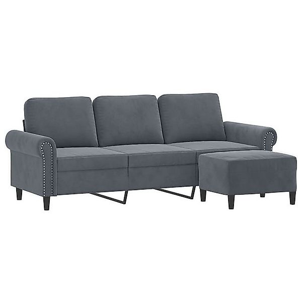 vidaXL Sofa 3-Sitzer-Sofa mit Hocker Dunkelgrau 180 cm Samt günstig online kaufen