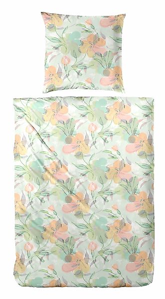 Primera Bettwäsche "Feinbiber-Bettwäsche Floris" 2 Stk. tlg. mit zarten Blü günstig online kaufen