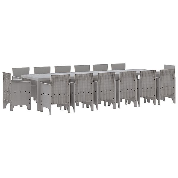 vidaXL 15-Teiliges Garten-Esstischset Hellgrau Poly-Rattan 3378647 günstig online kaufen