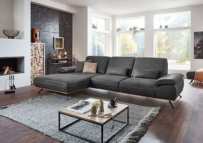Die PlanBar Ecksofa »PN-EM18063 L-Form«, wahlweise mit echt bezogenem Rücke günstig online kaufen