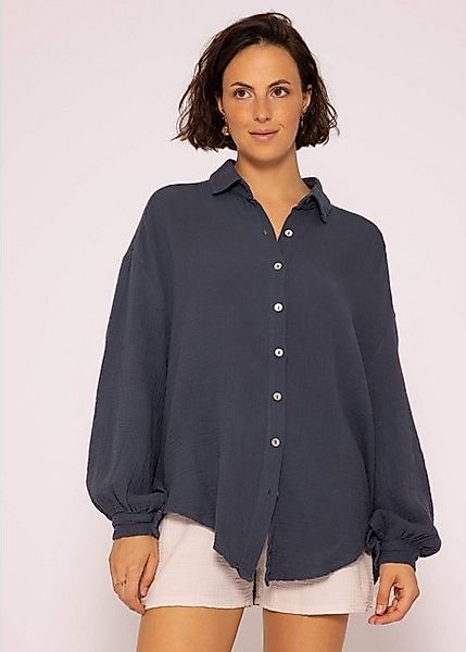 SASSYCLASSY Longbluse Oversize Musselin Bluse Damen kurz Langarm Elegant He günstig online kaufen