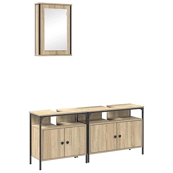 vidaXL Badezimmermöbel-Set mit Regal mit Tür 3-Tlg Braun Holzwerkstoff 3345 günstig online kaufen