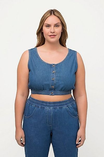 Ulla Popken Spitzenbluse Bustier Jeansoptik Rundhals Biobaumwolle günstig online kaufen