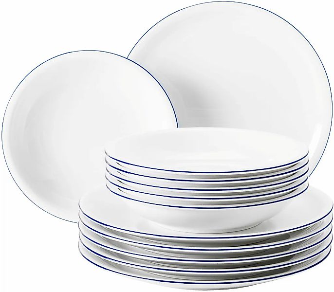 Seltmann Weiden Tafelservice "Geschirr-Set, Compact Blaurand, 12 Teile" Ges günstig online kaufen