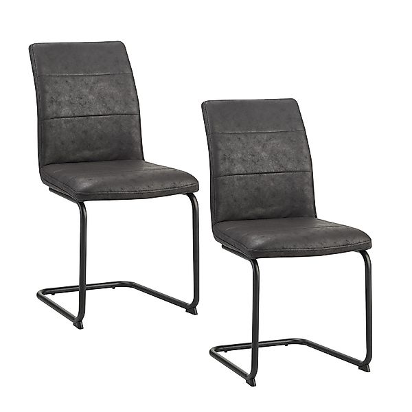 HTI-Living Freischwinger Schwingstuhl Antikanthrazit 2er Set günstig online kaufen