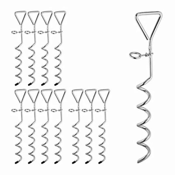 relaxdays 12 x Spiralhering Stahl silber günstig online kaufen