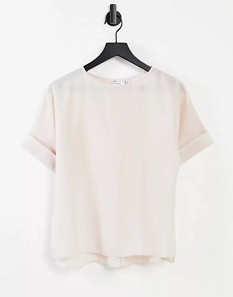 ASOS DESIGN – Oversize-Web-T-Shirt mit Krempelärmeln in Auster-Keine Farbe günstig online kaufen