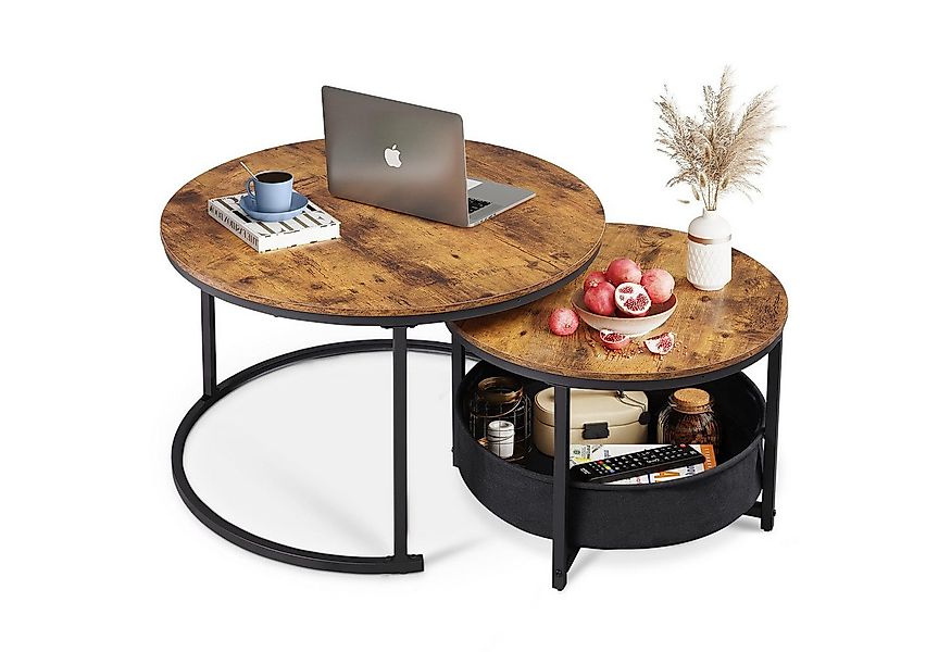 WLIVE Couchtisch Couchtisch 2er‑Satztisch rund mit Stauraum, (Beistelltisch günstig online kaufen
